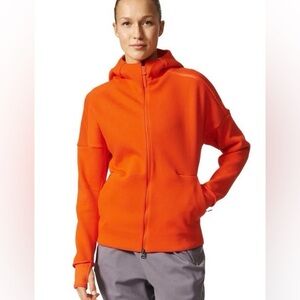 adidas Women's Orange Z.N.E. Hoodie Small
